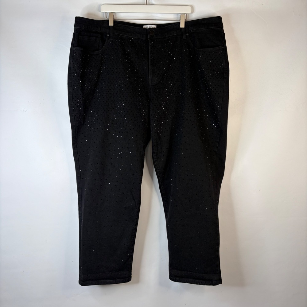 Lane Bryant Jeans Women 24 Black Rhinestone Studded Cropped Stretch Denim